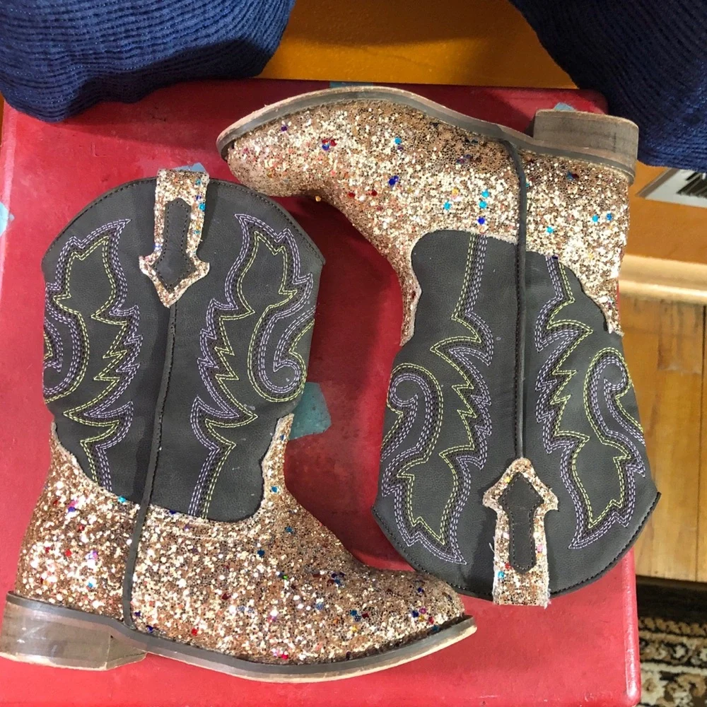 Cowgirl Boots Glitter Western Cowboy Boots Size 10